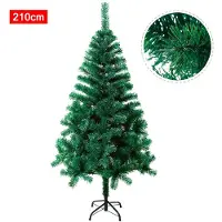 QEENTOE Weihnachtsbaum künstlich 210 cm, Tannenbaum aus PVC, Christbaum mit Ständer, grüner Kunstbaum für Weihnachtsdeko