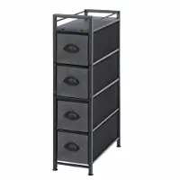 Merkloos Stoffkommode Schubladenkommode Aufbewahrungsturm - Schwarz und Dunkelgrau - 4 Schubladen - 43 x 20 x 81 cm - Schmal für Schlafzimmer und Badezimmer