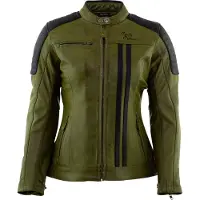 Rusty Stitches Alice Damen Motorrad Lederjacke, grün/schwarz, 42