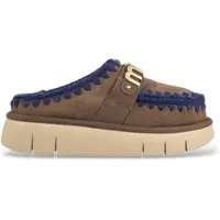 Mou für Damen. MU.FW531001A Braune Bounce Clog Metal Logo Lederclogs (36), 1 bis 3 cm, Keine, Lässig
