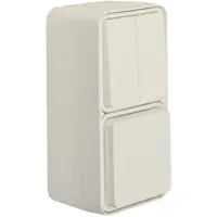 Hager WNC083B Serienschalter/Steckdose SCHUKO Klappd. erh. B.schutz, AP senk., W.1 IP55,p.weiß