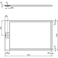 Ideal standard Ultra Flat S i.life Rechteck-Brausewanne, 1600x1000x36mm, T5672FV, Farbe: Schiefer