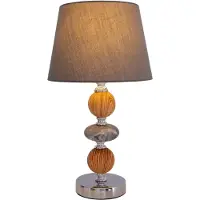 Näve Tischleuchte Araga, grau/chrom/holzfarben