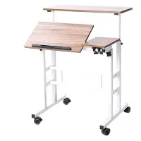 Dripio Höhenverstellbarer Computertisch auf Rollen, 80x60 cm, Eiche