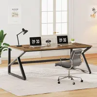 Dripio Computertafel 178 cm, Holz & Metall, rustikales Eichenfinish, industriell