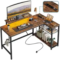 OEM L-förmiger Computertisch, Holzmaserung, braun, 132 cm