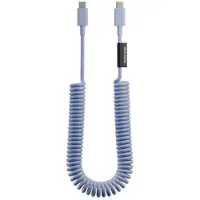 Native Union , Dehnbares USB-C auf USB-C Spiralkabel PD 60W Schnellladen, Himmelblau