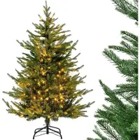 SURIGHT Kunst-Weihnachtsbaum mit Beleuchtung – Schwenkbarer Weihnachtsbaum mit 8 Beleuchtungsstufen – 180 warmweiße LED-Lampen