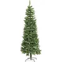 Generisch 1,5 Meter hoher, schlanker Weihnachtsbaum, Kieferntyp, schmal – 280 spitze Spitzen – Metallfuß – Dekoration für Ferienhäuser