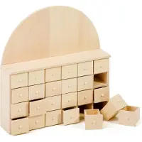VBS Adventskalender aus Holz – Set mit 25 Teilen – 24 Fächer – 5,5 x 24 x 25,5 cm – Rustikaler Stil