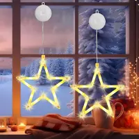 SURIGHT LED-Weihnachtsbeleuchtung - 10 LEDs - Lichterkette - Weihnachtsdekoration - Fensterbeleuchtung - Batteriebetrieb - Timer - Für Fenster