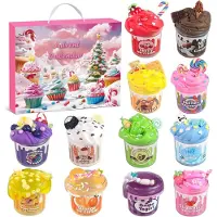 OCreon Silme Adventskalender für Kinder – Adventskalender für Kinder, zum Selbermachen, mit flauschigem Kristall-Schleim, 24 Stück