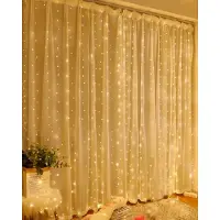 SURIGHT Lichtervorhang, warmweiß, 200 LEDs - 2 m x 2 m. LED-Lichtervorhang - für Innen- und Außenbereich. USB-betriebene LED-Lichterketten für Weihnachten