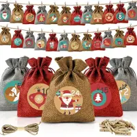 OEM Adventskalender zum Befüllen, 24 Jutebeutel, rot