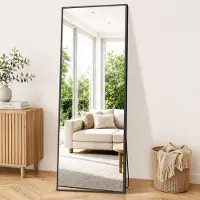 OEM Standspiegel 165x60 cm, Gehärtetes Glas, Aluminiumrahmen, Schwarz