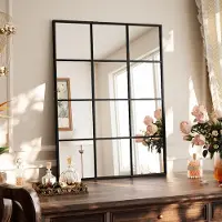 OEM Wandspiegel mit Gitter 100x75 cm, Schwarz, rechteckig