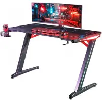 OEM Gaming-Schreibtisch 140x60 cm, RGB-LED, Stahlbeine, Kabelgitter