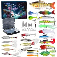 Merkloos Adventskalender für Herren mit 24 Fächern, inklusive 26 Ködern und einer Sortierbox für Angler