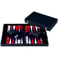 OEM Backgammon 18 Zoll – Kunstlederkoffer Rot/Weiß – 56,4 × 46,7 cm
