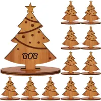 Generisch Tischkarten für Weihnachten in Form eines Tisches – Set mit 12 Stück – Tischkarten aus Holz – Weihnachtsessen, Weihnachtsbaum – 9 x 6 cm