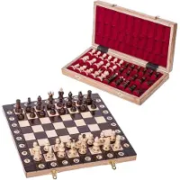 OEM Schachspiel AMBASADOR MINI, 35x35 cm, Holz, Eiche