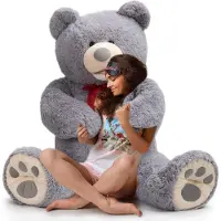 OEM Teddybär 150 cm Grau, Plüschtier mit beweglichem Mund