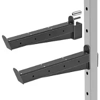 Merkloos Sicherheitsfangarme Squat Rack Sicherheitsstütze - Set mit 2 Stück - Höhenverstellbar - Für 5/8 Zoll und 1 Zoll Lochraster - Kraftstation