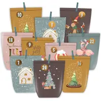 Generisch Adventskalender zum Befüllen – 24 Weihnachtskalender – Papierbeutel zum Selberbasteln – Papier-Adventsbeutel