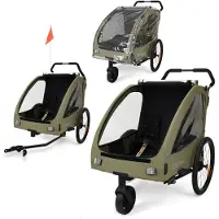 OEM Fahrradanhänger Mehrzweck, 50 kg, umbaubar, inkl. Regenschutz, Khaki