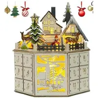 OEM Holz-Adventskalender, wiederverwendbar, 24 Fächer, 20x20 cm