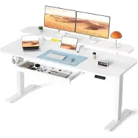 OEM Elektrischer Schreibtisch 120x60 cm, höhenverstellbar, weiß