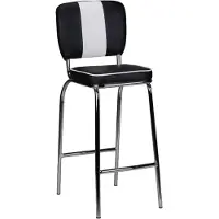 FineBuy Barhocker Schwarz American Diner 50er Jahre Retro Barstuhl Sitzfläche mit Rücken-Lehne Fußstütze Sitzhöhe 76 cm