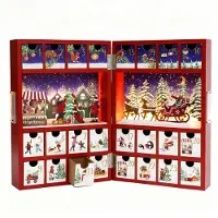 OEM Holz-Adventskalender, befüllbar, 24 Schubladen, LED-Beleuchtung