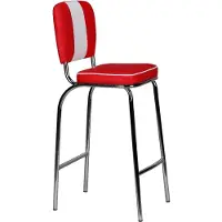 FineBuy Barhocker Rot American Diner 50er Jahre Retro Barstuhl Sitzfläche mit Rücken-Lehne Fußstütze Sitzhöhe 76 cm