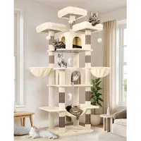 Merkloos Katzenbaum Kratzbaum Kletterturm Katzenhängematte - 204 cm - Plüsch - Stabil - 3 Liegeplätze