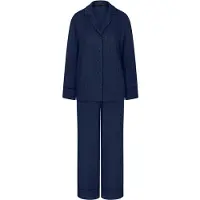 Triumph Schlafanzug "Amourette Jacquard PW", Damen, Gr. 44, blau (admiral), Webqualität, Obermaterial: 100% Viskose, lang, V-Ausschnitt, Homewear-Sets Schlafanzug, elegant und weich