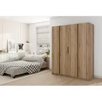 AX Living Nehir Kleiderschrank 200 cm Eiche Evoke, 4 Türen