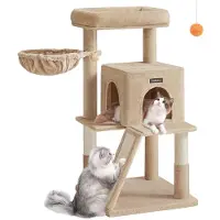 BellaFurn Kratzbaum für Katzen – Spielturm – Kletterbaum – Sisal & Plüsch – 48 x 48 x 96 cm