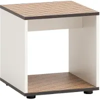 OEM Poef, matt weiß / Akustikplatten-Optik, 40 x 40 x 42 cm
