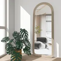 Merkloos Standspiegel Ganzkörperspiegel - Bogenförmig - 140 x 51 cm - Taupe - Wand- oder Standmontage