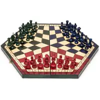 OEM 3-Spieler-Schachset aus Holz, sechseckiges Klappbrett, 3 Armeen