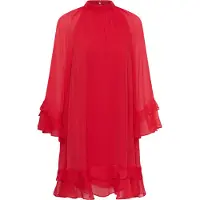 Saint tropez Midikleid SAINT TROPEZ "Damen Kleid LabelleSZ", Damen, Gr. XS, N-Gr, rot (chinese rot), Obermaterial: 100% Polyester PES., Kleider Midikleid