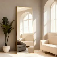 Merkloos Stehender Spiegel, Wandspiegel, Ganzkörperspiegel - 165 x 60 cm - Aluminium - Goldfarben