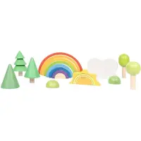 OEM Regenbogen-Bauspiel aus Holz mit Sonne und Bäumchen