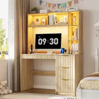 OEM Computertisch mit LED, USB, 3 Schubladen, 55x100x168 cm