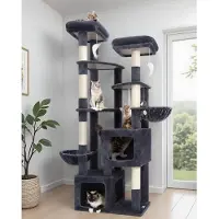 Merkloos Kratzbaum Katzenbaum Kletterbaum - 189 cm - Dunkelgrau - Für 2 bis 6 große Katzen