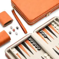 OEM Backgammon-Set, klassisches Brettspiel, zusammenklappbar, orange, Reisegröße