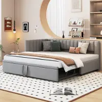 ALFORIGO Schlafsofa 90/180 x 200 cm mit Ausziehbett, L-förmiges Polsterbett aus Samt, Rückenlehne, 24 Latten, platzsparend für Gäste- und Kinderzimmer