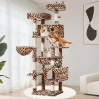 Merkloos Kratzbaum Kratzsäule Katzenbaum für große Katzen - 180 cm - 8 Kratzsäulen - Leopardenmuster