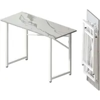 OEM Klappbarer Schreibtisch 120 cm, weißer Marmor, ohne Montage